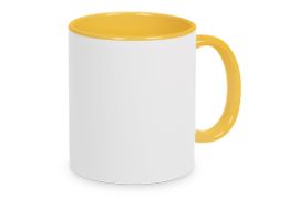 Two-Tone Tasse Leben Putzen Two-Tone Tasse in weiß/gelb